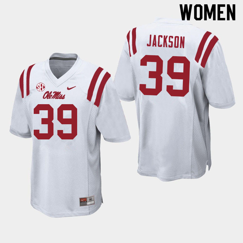 Women #39 Dink Jackson Ole Miss Rebels College Football Jerseys Sale-White - Click Image to Close